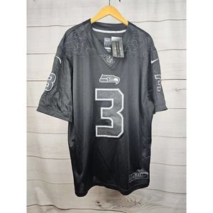 NFL Seattle Seahawks Black Jersey 2XL Russell Wilson 45NM-00A-78F-002 $185 #B49